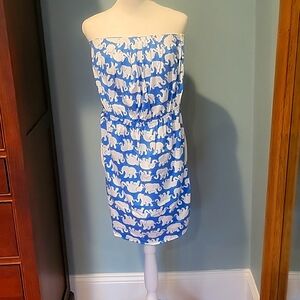 Strapless Lily Pulitzer cover up. Elephant print in blue and white. Size Small.